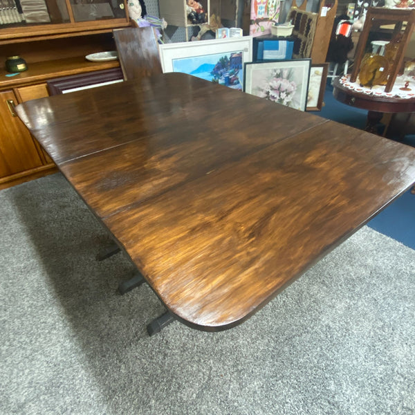 Vintage Large Drop Leaf Dining Room Wood Table